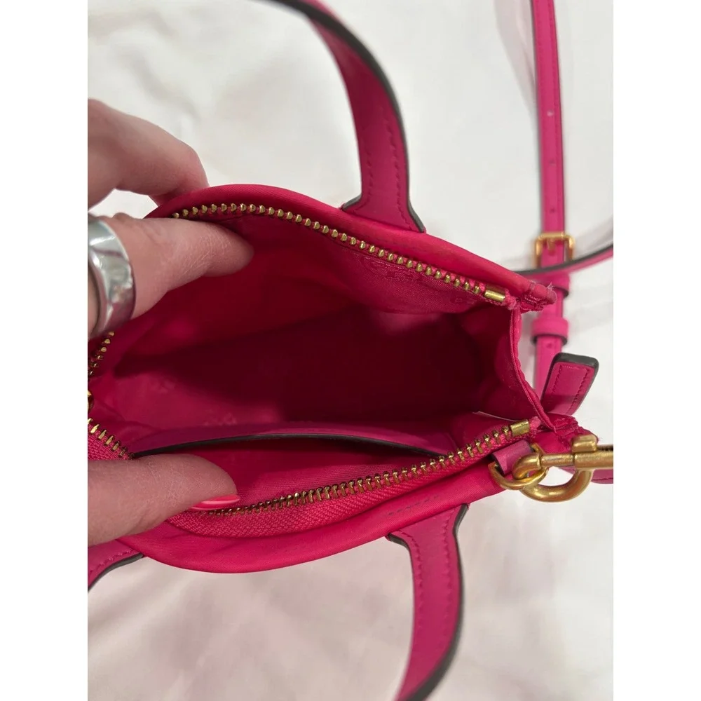 Tory Burch Ella Mini Nylon Tote Bright Pink Hot Small Crossbody Zip Top
